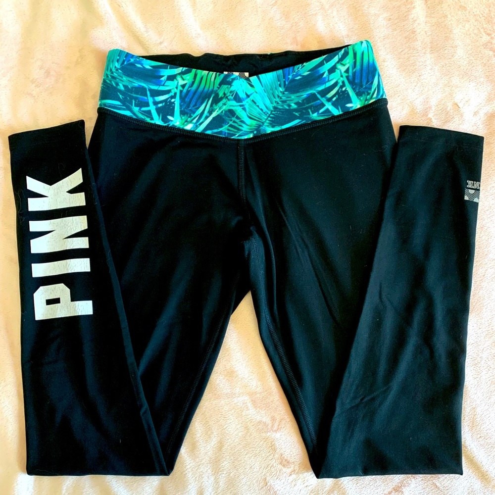 Pink Victoria’s Secret black workout pants size small